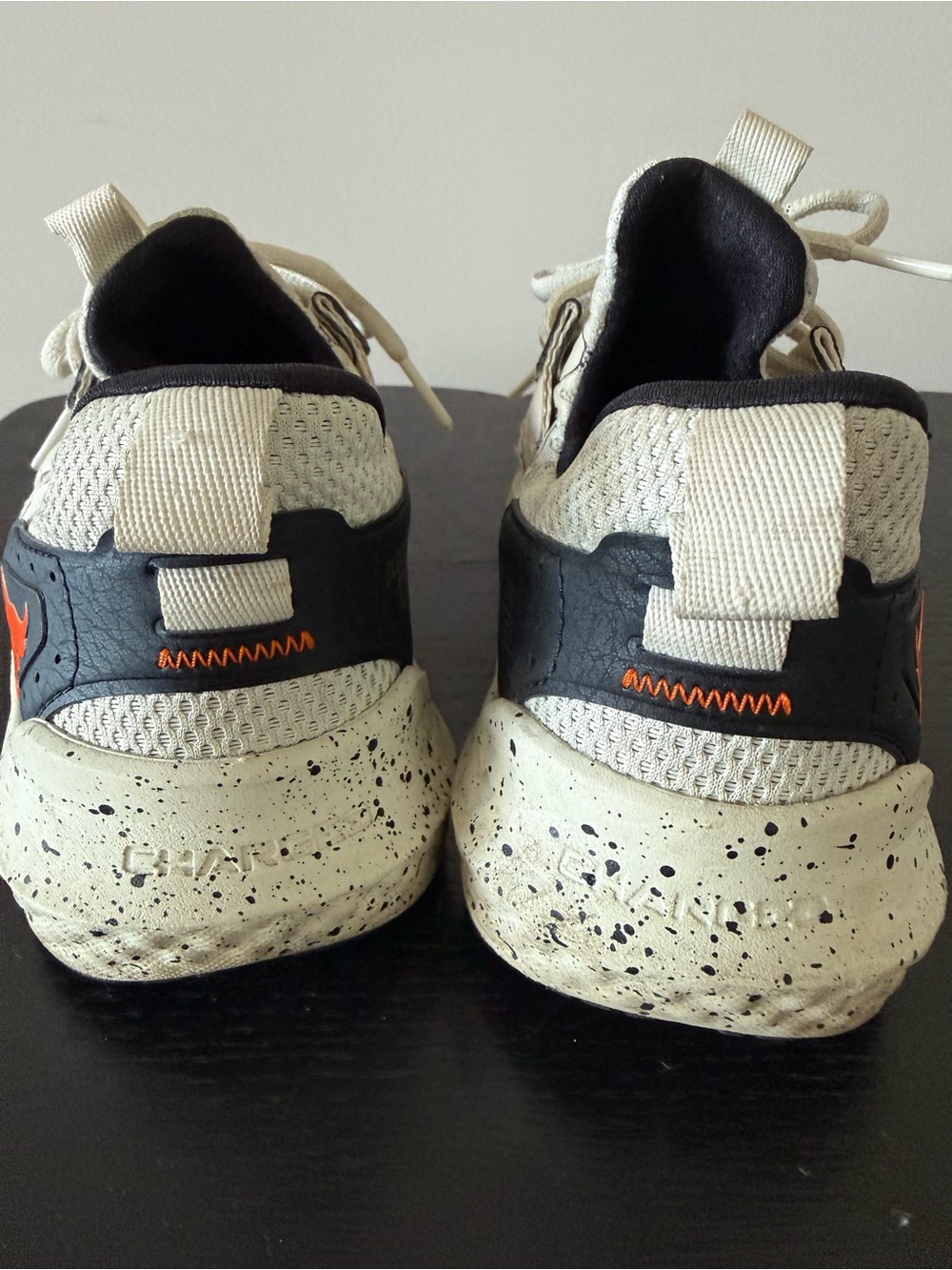 Under Armour Cream Athletic Sneakers with Black and Orange Details - Picture 4 of 7